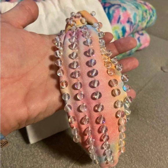 NWT LA Bella Rainbow Iridescent Headband with Glass Beads - Picture 9 of 12